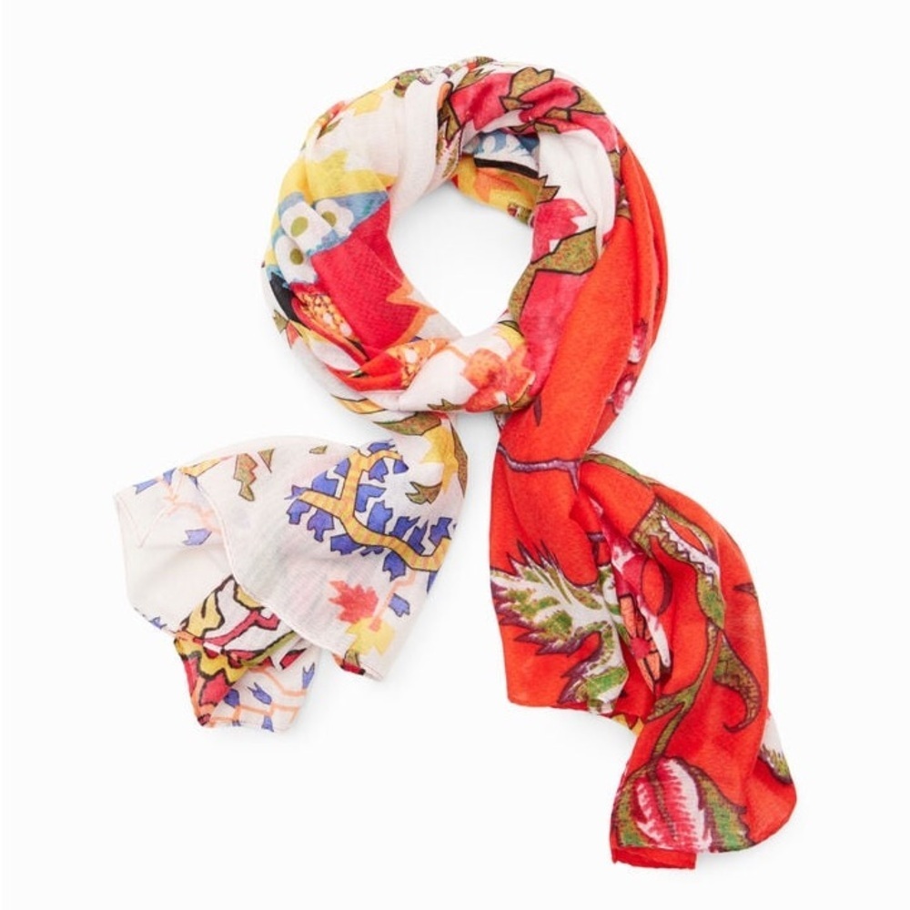 New Desigual Multicolor Floral Print Scarf